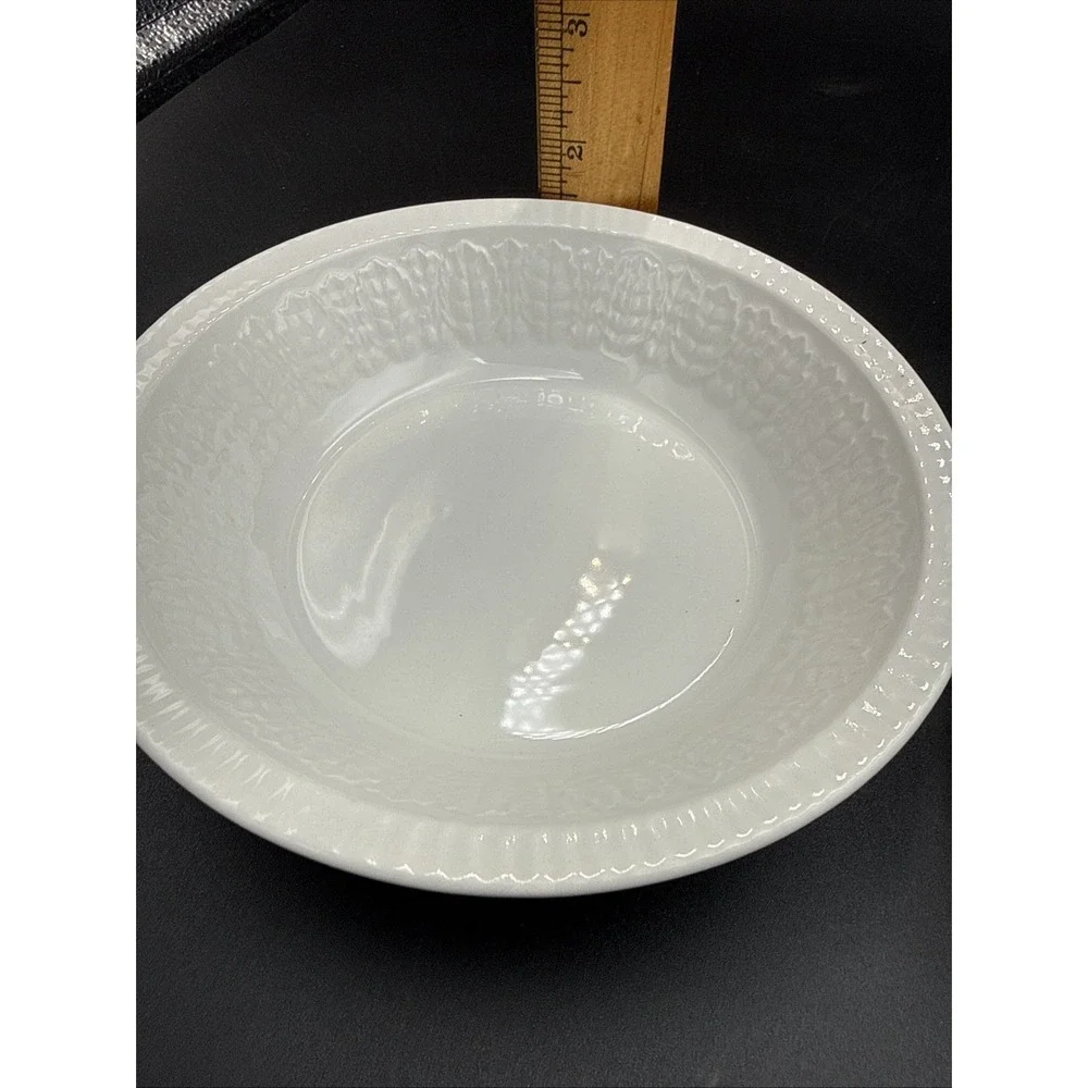 (2) pontesa ironstone spain Cereal Bowl White Leaf Pattern 6 3/8